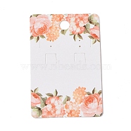 Rectangle Floral Paper Jewelry Display Cards with Hanging Hole, for Earring & Necklace Display, Coral, 9x6x0.05cm, Hole: 1mm(CDIS-C004-08D)