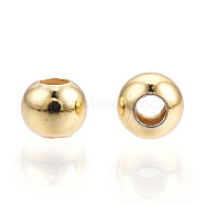 925 Sterling Silver Beads, Round, Real 18K Gold Plated, 3x2.5mm, Hole: 1.4mm(STER-T007-12G-01)