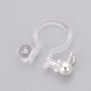 Transparent U Type Painless Prevent Allergy Resin Ear Clip, with Stainless Steel Findings, Silver Color Plated, 11x11.5x3mm, Hole: 1.4mm(KY-L005-04S)