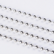 Iron Ball Chains, Soldered, Platinum Color, with Spool, Bead: 2.4mm, about 328.08 Feet(100m)/roll(CHB003Y-N)