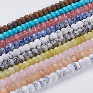 Natural Gemstone Beads Strands, Faceted, Rondelle, Mixed Stone, Mixed Color, 8x5mm, Hole: 1mm(G-G555-M)