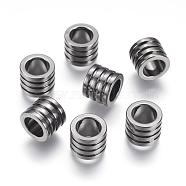 304 Stainless Steel Beads, Column, Gunmetal, 10x8mm, Hole: 6.5mm(STAS-F123-04B)