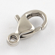 Tarnish Resistant Polished 304 Stainless Steel Lobster Claw Clasps, Stainless Steel Color, 12.5x7x4mm, Hole: 1mm(STAS-R072-42A)