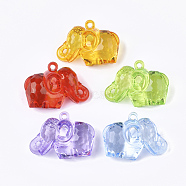 Transparent Acrylic Pendants, Faceted, Elephant, Mixed Color, 31x44.5x22mm, Hole: 3mm, about 45pcs/500g(TACR-S133-117)