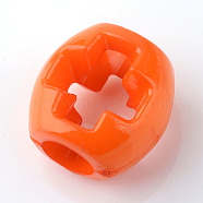 Opaque Acrylic Beads, Oval with Cross, Dark Orange, 14x14x10mm, Hole: 5.5mm(X-SACR-S812-C21)