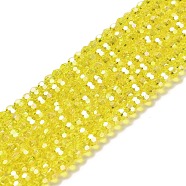 Transparent Glass Beads, Faceted, Round, Yellow, 4.5x4mm, Hole: 1mm, about 94~95pcs/strand, 13.98''(35.5cm)(EGLA-A035-T4mm-B03)