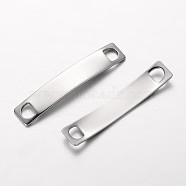 304 Stainless Steel Links connectors, Rectangle, Stainless Steel Color, 38.5x7x1mm, Hole: 4x4mm(STAS-G141-08P)