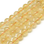 Natural Citrine Beads Strands, Round, 6x6mm, Hole: 1mm, about 62pcs/strand, 15.5 inch(X-G-S150-09-6mm)