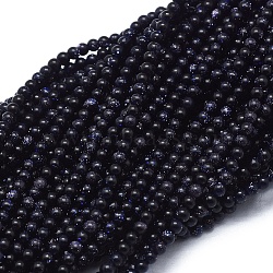 Synthetic Blue Goldstone Beads Strands, Round, 2mm, Hole: 0.5mm(G-A177-04-02)