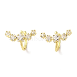 Brass Cuff Earrings, with Clear Cubic Zirconia for Women, Star, Real 18K Gold Plated, 11.5x18.5mm(EJEW-I305-54G)