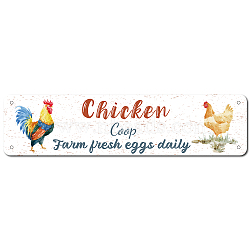 Vintage Metal Tin Sign, Chicken Coop Farm Fresh Eggs Daily, Iron Wall Decor for Bars, Restaurants, Cafes Pubs, Rectangle, 10x40x0.03cm(AJEW-WH0226-002)