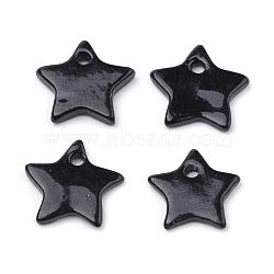 Spray Paint Freshwater Shell Charms, Star, Black, 11~13x12~14x1.5~2.5mm, Hole: 1~1.5mm(SHEL-Q012-007A)