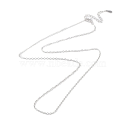 Anti-Tarnish Rhodium Plated 925 Sterling Silver Flat Cable Chain Necklace, with S925 Stamp, for Beadable Necklace Making, Long-Lasting Plated, Platinum, 18.15 inch(46.1cm)(NJEW-A011-01C-P)