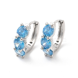 Cubic Zirconia Hoop Earrings, Platinum Brass Jewelry for Women, Cadmium Free & Lead Free, Light Blue, 15.5x16.5x5mm, Pin: 0.7~0.9mm(EJEW-P213-16P-01)
