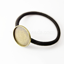 Iron Cabochon Settings, Hair Ties Findings, Flat Round, Antique Bronze, Tray: 25mm, about 100pcs/bag(OHAR-PW0001-234B)