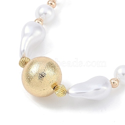 Rack Plating Brass & ABS Imitation Pearl Beaded Necklaces, Round & Peanut Pendant Necklaces, Cadmium Free & Lead Free, Long-Lasting Plated, Real 18K Gold Plated, 17.13 inch(43.5cm)(NJEW-P317-13C-G)