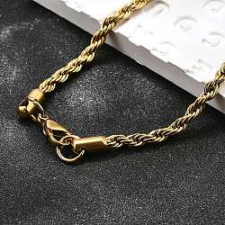 304 Stainless Steel Rope Chain Necklaces, with Lobster Claw Clasps, Golden, 23.6 inch(59.9cm)(NJEW-P047-40)