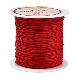 Nylon Chinese Knot Cord, Nylon Jewelry Cord for Jewelry Making, Red, 0.6mm, 40m/Roll(NWIR-C003-01B-24)