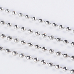 Iron Ball Chains, Soldered, Platinum Color, with Spool, Bead: 2.4mm, about 328.08 Feet(100m)/roll(CHB003Y-N)