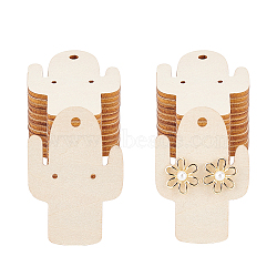 Wood Earring Display Card with Hanging Hole, Jewelry Display Cards for Earring Display, Cactus, 6.5x4.5x0.3cm, 24pcs/set(DIY-WH0320-20G)