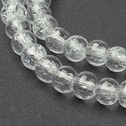 Spray Painted Crackle Glass Beads Strands, Round, Clear, 4mm, Hole: 1.1~1.3mm, about 200pcs/strand, 31.4 inch(CCG-Q001-4mm-01)