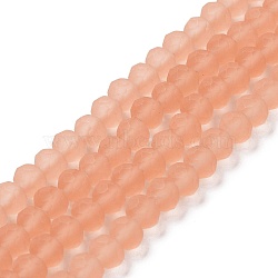 Transparent Glass Beads Strands, Faceted, Frosted, Rondelle, Light Salmon, 3mm, Hole: 1mm, about 145~150pcs/strand, 34~35cm(EGLA-A034-T2mm-MD21)