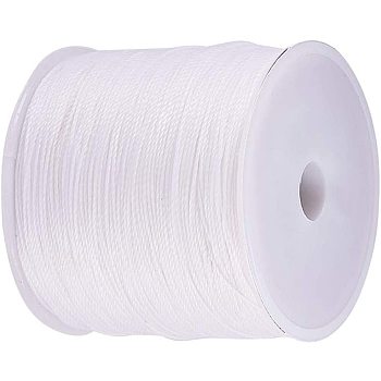 Round Waxed Polyester Cords, Twisted Cords, White, 0.5mm, about 106m/roll