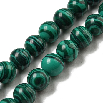 Synthetic Malachite Beads Strands, Round, 6mm, Hole: 0.7mm, about 67pcs/strand, 15.55''(39.5cm)