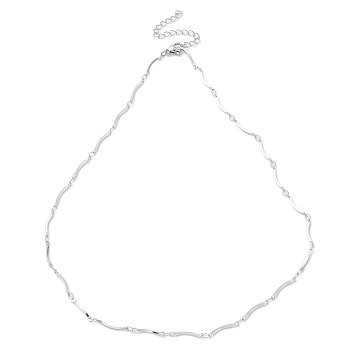 304 Stainless Steel Curved Bar Link Chain Necklaces, Stainless Steel Color, 17.40 inch(44.2cm)