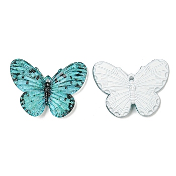 Opaque Acrylic Pendants, Butterfly, Pale Turquoise, 30x4.5x41mm, Hole: 1.5mm