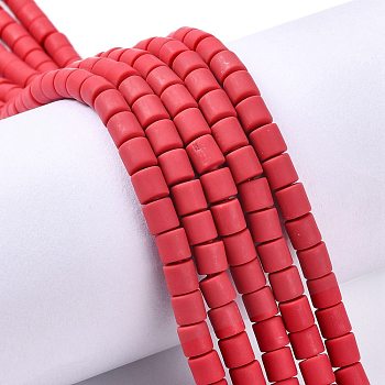 Polymer Clay Bead Strands, Column, FireBrick, 5~7x6mm, Hole: 1.5~2mm, about 61~69pcs/strand, 15.74 inch