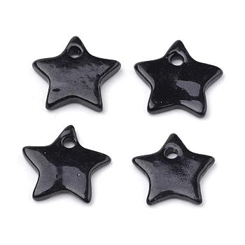 Spray Paint Freshwater Shell Charms, Star, Black, 11~13x12~14x1.5~2.5mm, Hole: 1~1.5mm