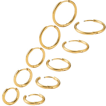 Pandahall 10Pcs 5 Size 316L Surgical Stainless Steel Huggie Hoop Earrings for Girl Women, Golden, 12 Gauge, 14~22x2mm, Pin: 0.9~1mm, 2Pcs/size