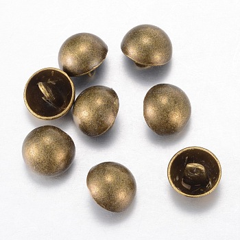 Alloy Shank Buttons, 1-Hole, Dome/Half Round, Tibetan Style, Antique Bronze, 11.5x10mm, Hole: 1.5mm