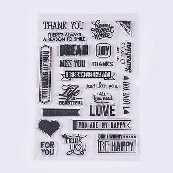 Silicone Stamps, for DIY Scrapbooking, Photo Album Decorative, Cards Making, Clear, 7~21x16~67mm