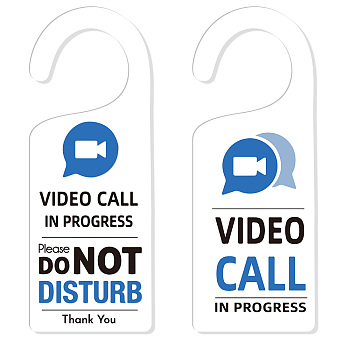Acrylic Notice Door Hanger Sign, Public Warning Sign, Video Call In Progress Please Do Not Disturb, Word, 240x90x5mm, 2pcs/set