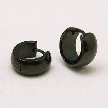 Personalized Unisex 304 Stainless Steel Huggie Hoop Earrings, Gunmetal, 12x13x5.5mm, Pin: 0.8mm