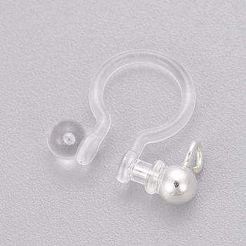 Transparent U Type Painless Prevent Allergy Resin Ear Clip, with Stainless Steel Findings, Silver Color Plated, 11x11.5x3mm, Hole: 1.4mm