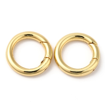 Brass Spring Gate Rings, Cadmium Free & Lead Free, Long-Lasting Plated, Ring, Real 18K Gold Plated, 15x14.5x3mm