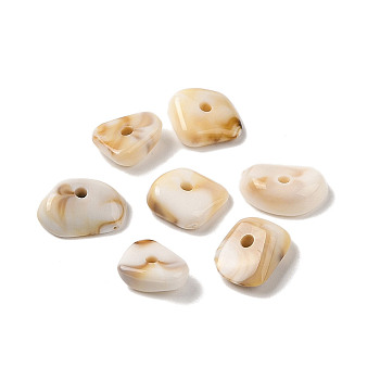 Two Tone Opaque Acrylic Beads, Imitation Gemstone, Nuggets, WhiteSmoke, 8~9.5x9.5~12x4mm, Hole: 1.6mm, about 1724pcs/500g