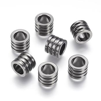 304 Stainless Steel Beads, Column, Gunmetal, 10x8mm, Hole: 6.5mm