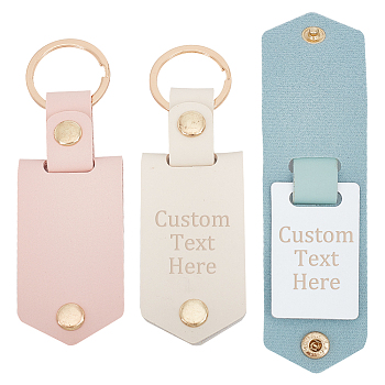 3Pcs 3 Colors Sublimation Keychain Blanks, PU Leather Keychain with Zinc Alloy Key Rings, Double-Side Printed Heat Transfer Keychain, Mixed Color, 11.7cm, 1pc/color