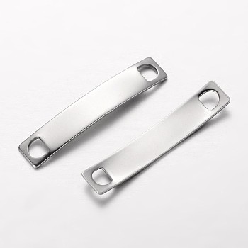 304 Stainless Steel Links connectors, Rectangle, Stainless Steel Color, 38.5x7x1mm, Hole: 4x4mm