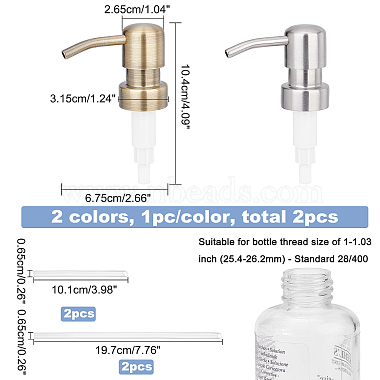 olycraft 2ensembles 2 couleurs 304 tête de bouteilles à pompe en acier inoxydable(STAS-OC0001-12)-2