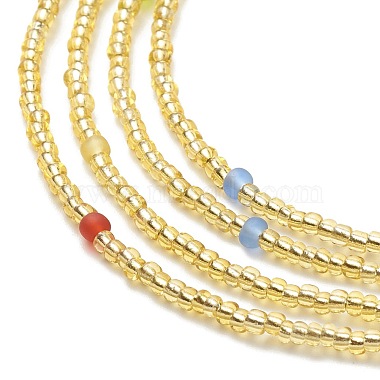 Многослойное женское ожерелье из стеклянных бусин и веревочного узла(NJEW-JN03907)-5