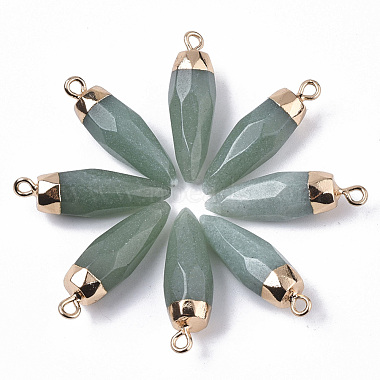 Top Golden Plated Natural Aventurine Pointed Pendants(G-S359-078B)-2