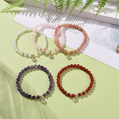 Pierres précieuses bracelets extensibles de talon(BJEW-JB09126)-2