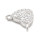 925 Sterling Silver Micro Pave Clear Cubic Zirconia Heart Charms(STER-A034-01P)-2