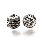 Tibetan Style Alloy Beads, Cadmium Free & Lead Free, Round, Antique Silver, 10mm, Hole: 1.5mm, about 385pcs/1000g(TIBE-L008-40AS)