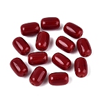 Opaque Glass Beads, Barrel, Dark Red, 9x6~6.5mm, Hole: 1.2mm, 850pcs/pound(GLAA-Z012-01S)